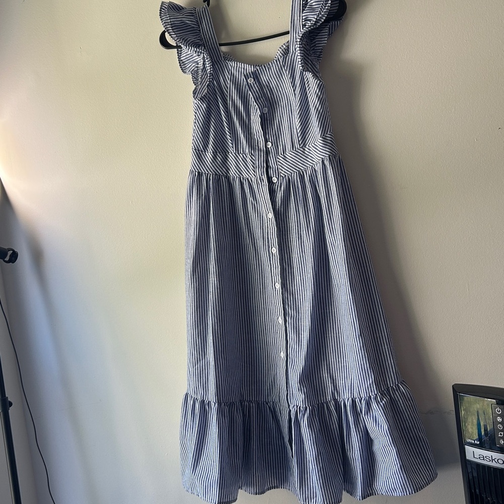 Striped Sleeveless Dress with Ruffle Straps